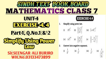 Simplify Using Power Law | Exponential Numbers problems | Exercise 4.4 Math class 7 | Math Grade 7