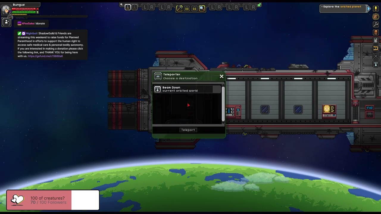 Highlight: raising money for planned parenthood. Starbound with Jotunn  hryYep  !donate