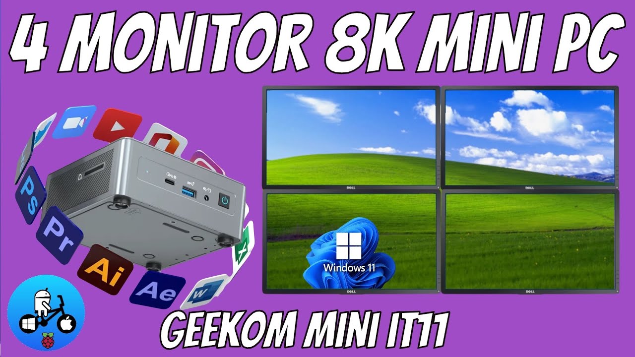Geekom mini IT11. Impressive Quad Monitor 8K mini PC.
