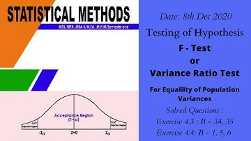 #29 Statistical Methods: F-Test (Variance Ratio Test)