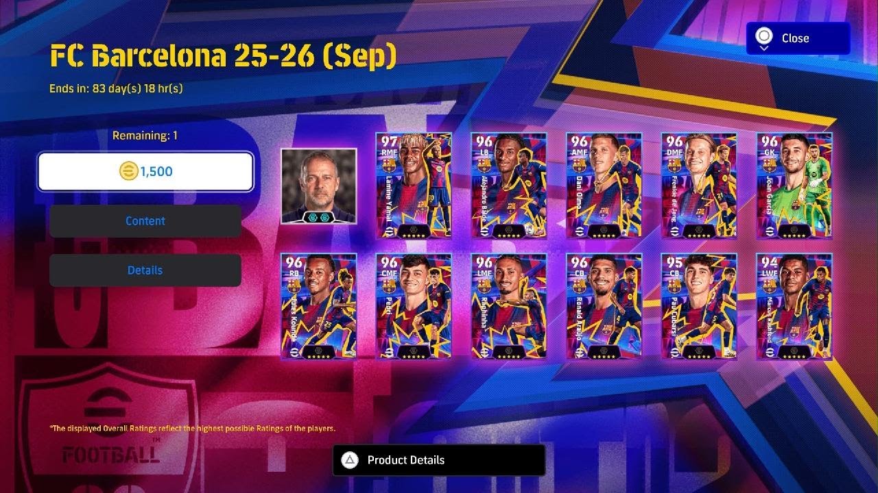 eFootball✨🐪Thursday update 🐪Barcelona Pack 1500 ecoin🫠