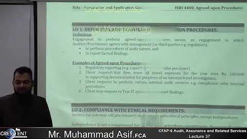 CFAP 06 | Lecture 37 |  Sir Asif | December 24 | Audit , Assurance and Related Services