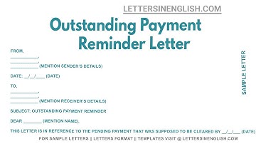 Outstanding Payment Reminder Letter - Sample Letter of Reminder for the Outstanding Payment