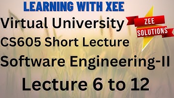 CS605 Software Engineering-II Short lecture of 6 to 12 Lectures Virtual University of Pakistan