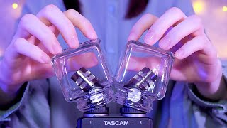 ASMR Glass Bottle Tapping & Scratching Sounds / Japanese Whispering [Portacapture X8]