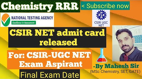 CSIR-NET admit card released||Dated 06/11/2020||