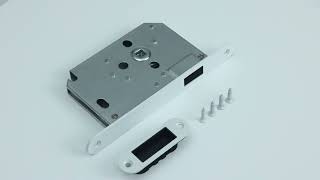 Magnetic Loop Lock With Front Plate And Strike Plate Matt White Pvd Coated Db322