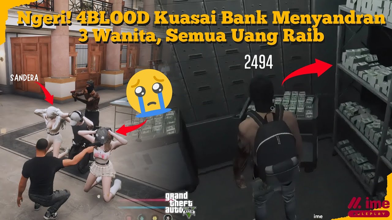 MISI BERBAHAYA HEBOH! Perampokan Bank Brutal Dilakukan 4BLOOD 😱🔥dan Sandera Wanita -GTA IME ROLEPLAY