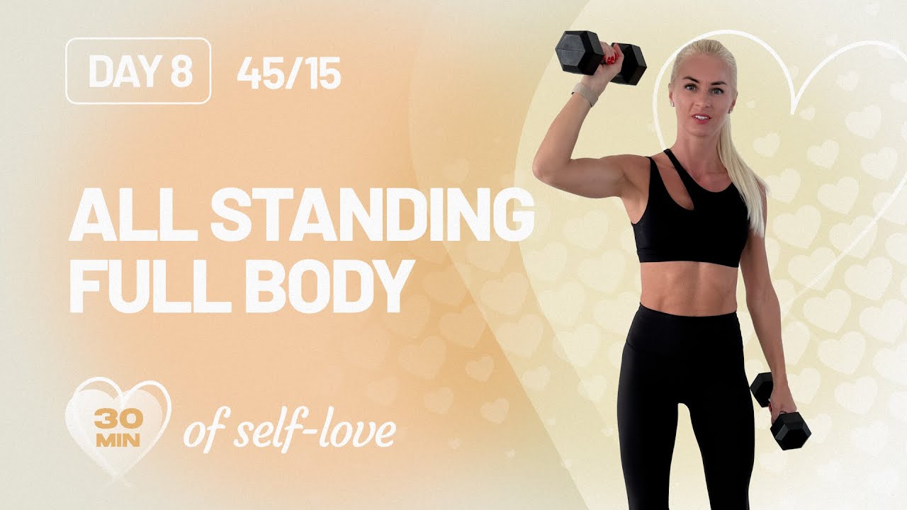 30 Min All Standing Full Body Workout with Dumbbells at Home | 30 Min ...