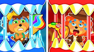 Фото Lion Family | Hot Vs Cold Food Challenge - Learns Healthy Habits To Protect Teeth | Cartoon For Kids