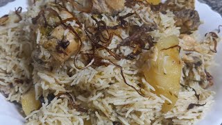 White Chicken Aloo Pulao Recipe || How To Make Chicken Aloo Pulao