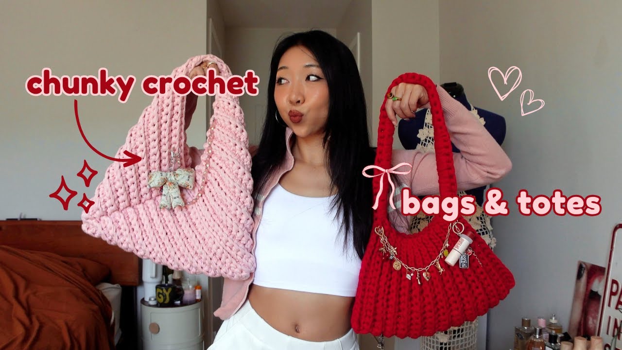 trying chunky crochet?? ✩‧౨ৎ˚✩ (crochet bag & totes)