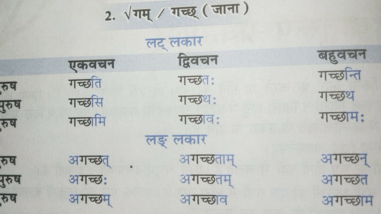 गच्छ धातु संस्कृत में;गम धातु संस्कृत में;gachh dhatu in Sanskrit;gum