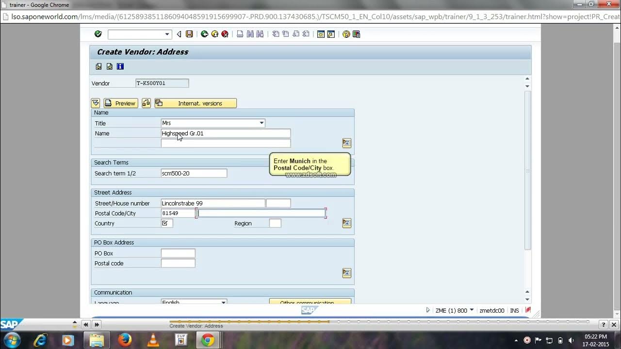 15 L2 P Create a vendor master record in SAP MM YouTube