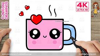 how draw cute cup easy step step drawing kids toddlers