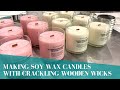 Making soy wax candles with crackling wooden wicks