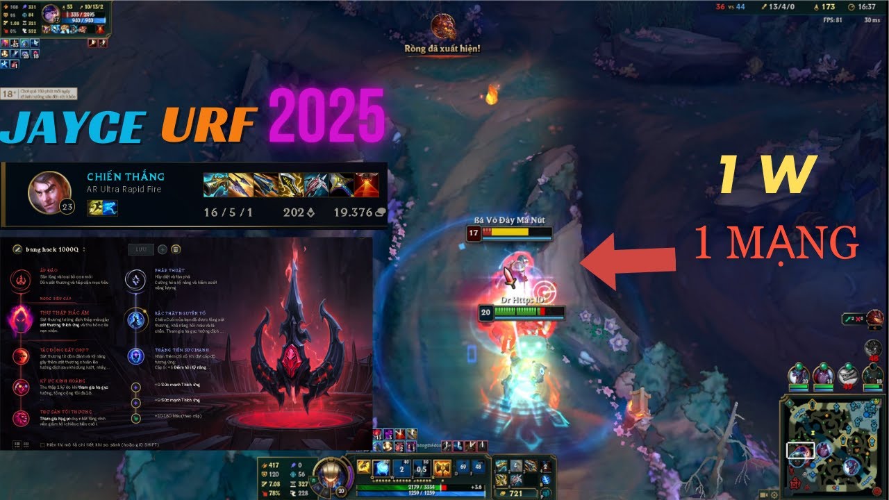 jayce URF 2025, Full Chí Mạng, 1 W = 1 Mạng Qúa Đá 