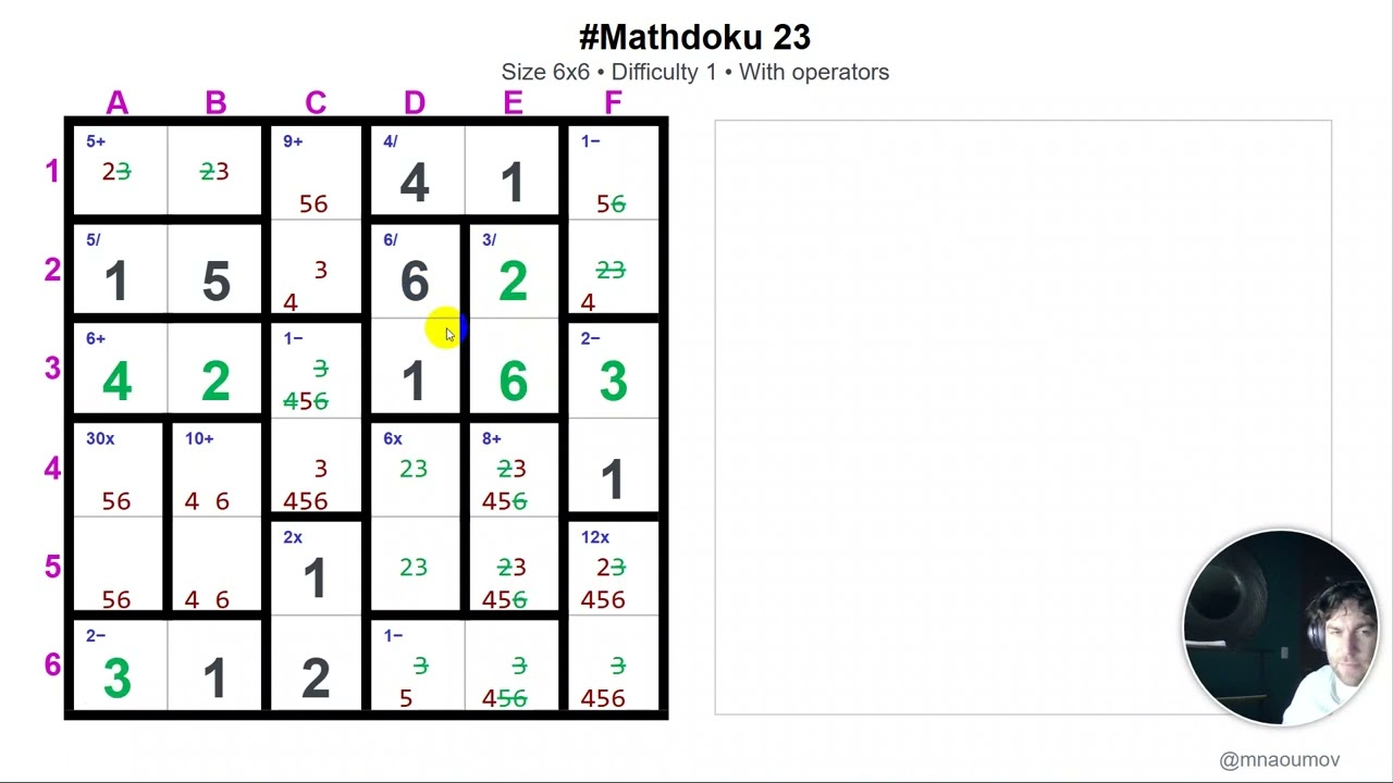 #Mathdoku 23 Size 6x6 / Difficulty 1 / With operators