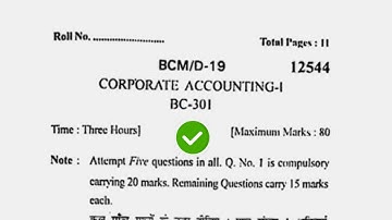 2019 KUK BCom 3rd Sem Corporate Accounting Question Paper