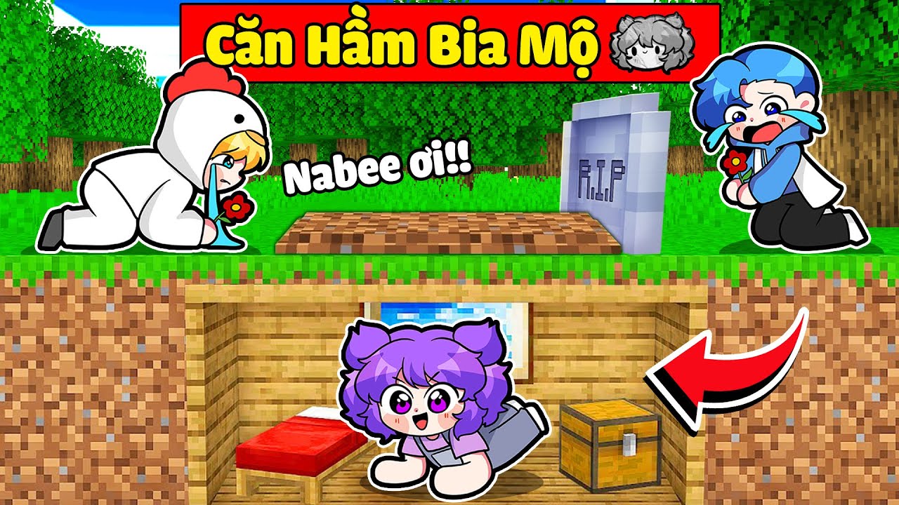 NABEE THỬ THÁCH 24H XÂY CĂN HẦM BIA MỘ SIÊU BÍ MẬT KHIẾN TÔ GÀ KHÓC NGẤT TRONG MINECRAFT 🤣🤫