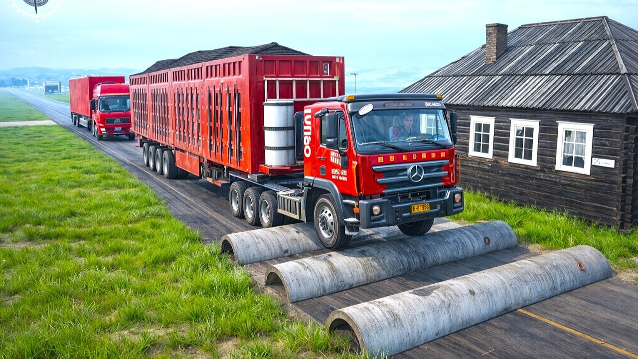 Spintires Mudrunner - Mod Truck Vs Extreme Broken Road With Speed Bumps | Driver Skills Gameplay #19