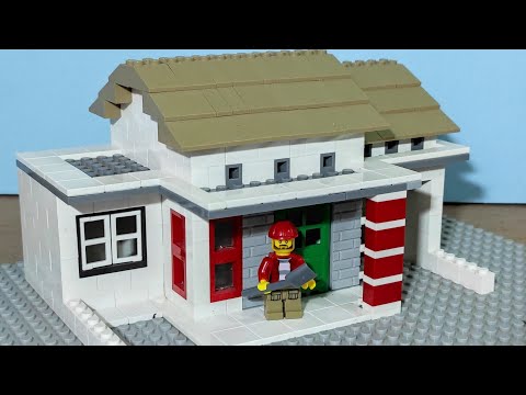 Lego Brick Membangun Summer House Animasi. 