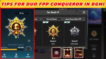Tips for duo fpp conqueror rank push in bgmi | Get conqueror in just 7 days | #conqueror #bgmi