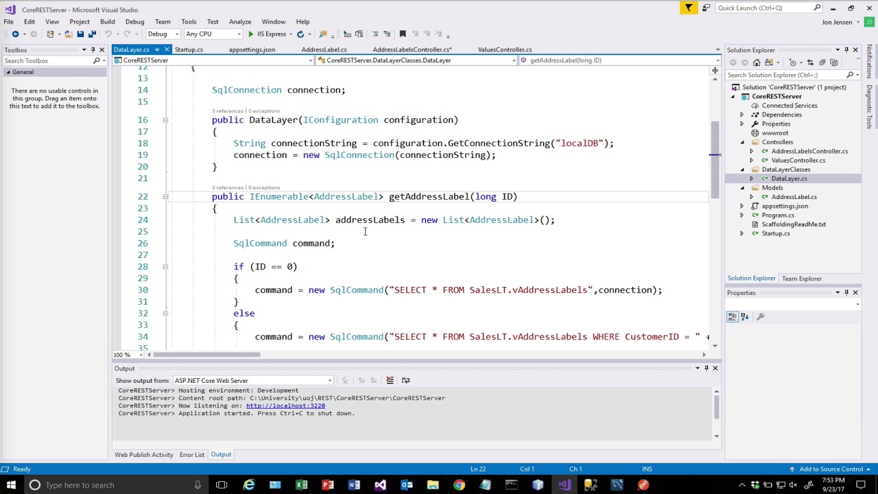 Azure ASP.Net Core 2.0 REST Service Part 4 - GET with parameters and ...