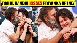 Rahul Gandhi kisses Priyanka Gandhi