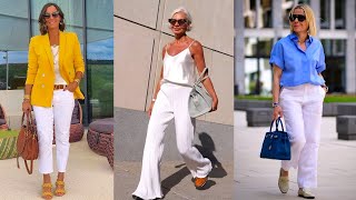 WHAT TO WEAR WHITE TROUSERS WITH FOR WOMEN BEFORE AND AFTER 50 YEARS OLD | TIPS FROM STYLISTS
