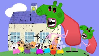 ZOMBIE APOCALYPSE, PEPPA PIG TURNED INTO A GIANT ZOMBIE AT SCHOOL | Peppa Pig Funny Animation