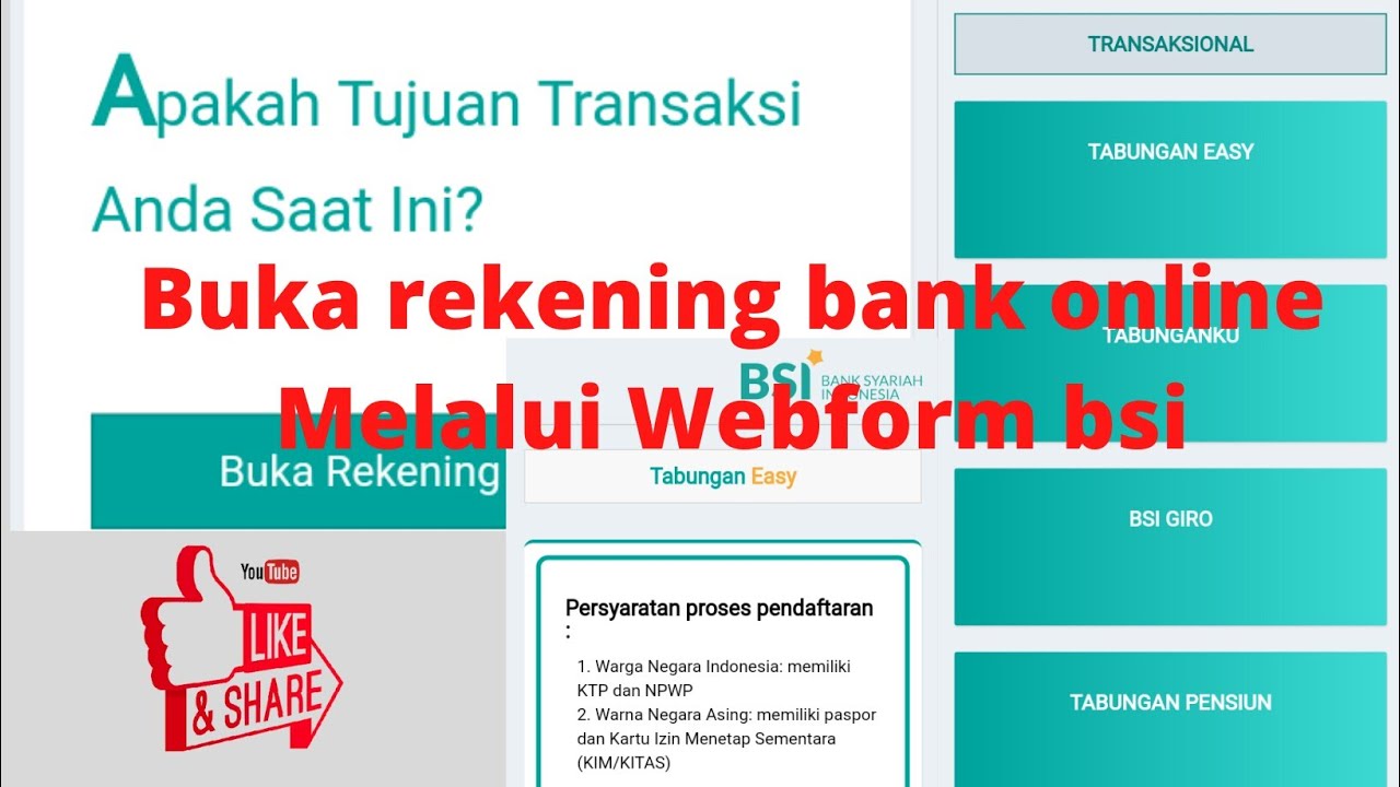 Buka rekening bank online || buka rekening bank bsi online pakai ...