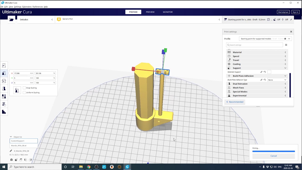 Sæt tøj væk Postkort Rengør rummet Cura Tips and Tricks - Supporting and Printing Tall Thin Objects in Cura -  YouTube