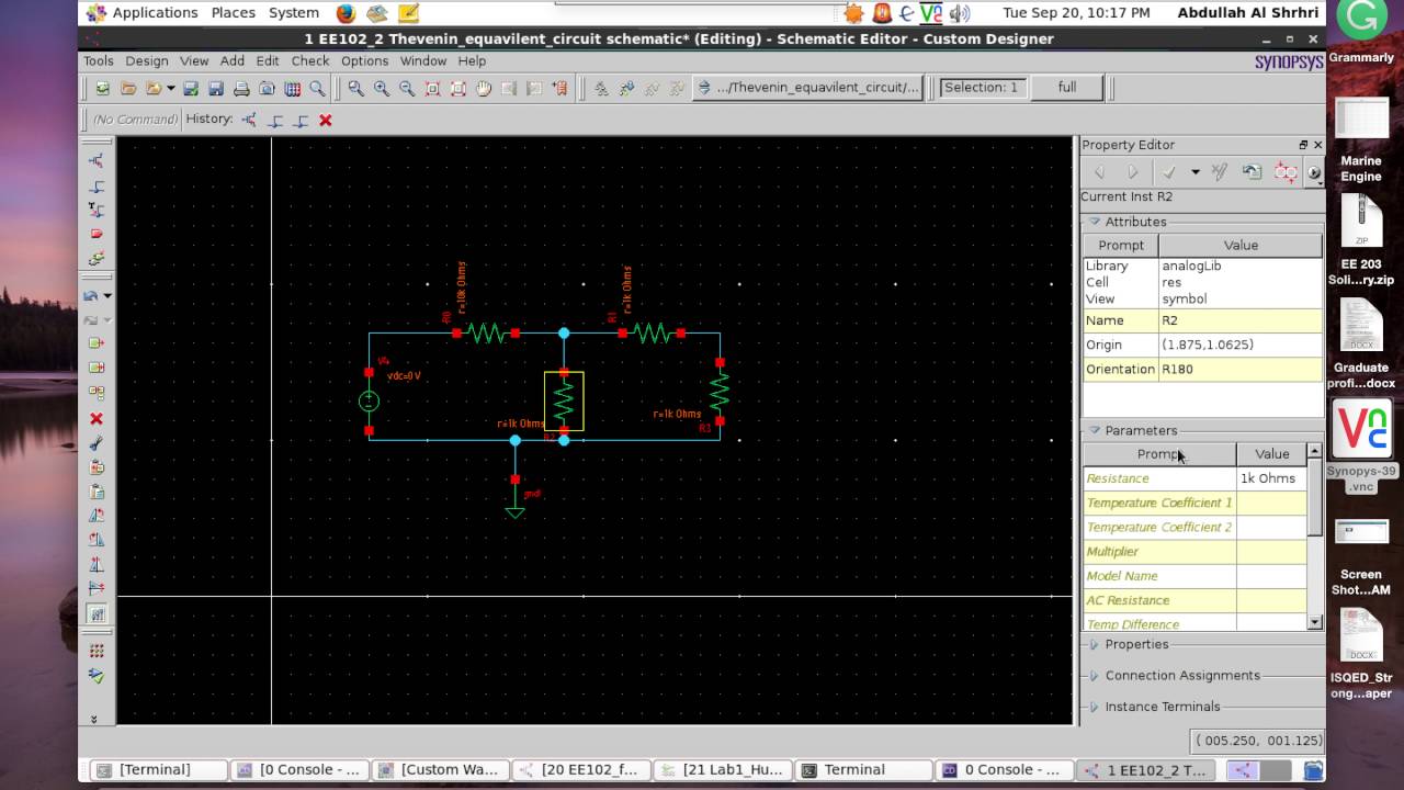 Thevenin equivalent circuit using Synopsys (Custom Designer) - YouTube