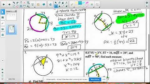 Unit 10 circles homework 4 congruent chords and arcs answer key