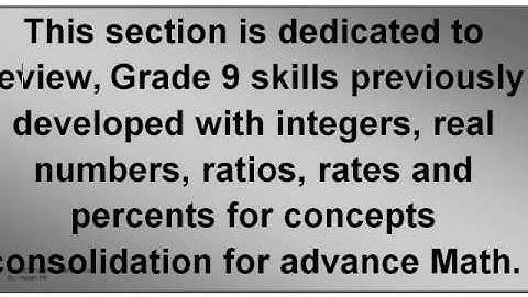 Grade 9 Math - Segment 1 Unit 0