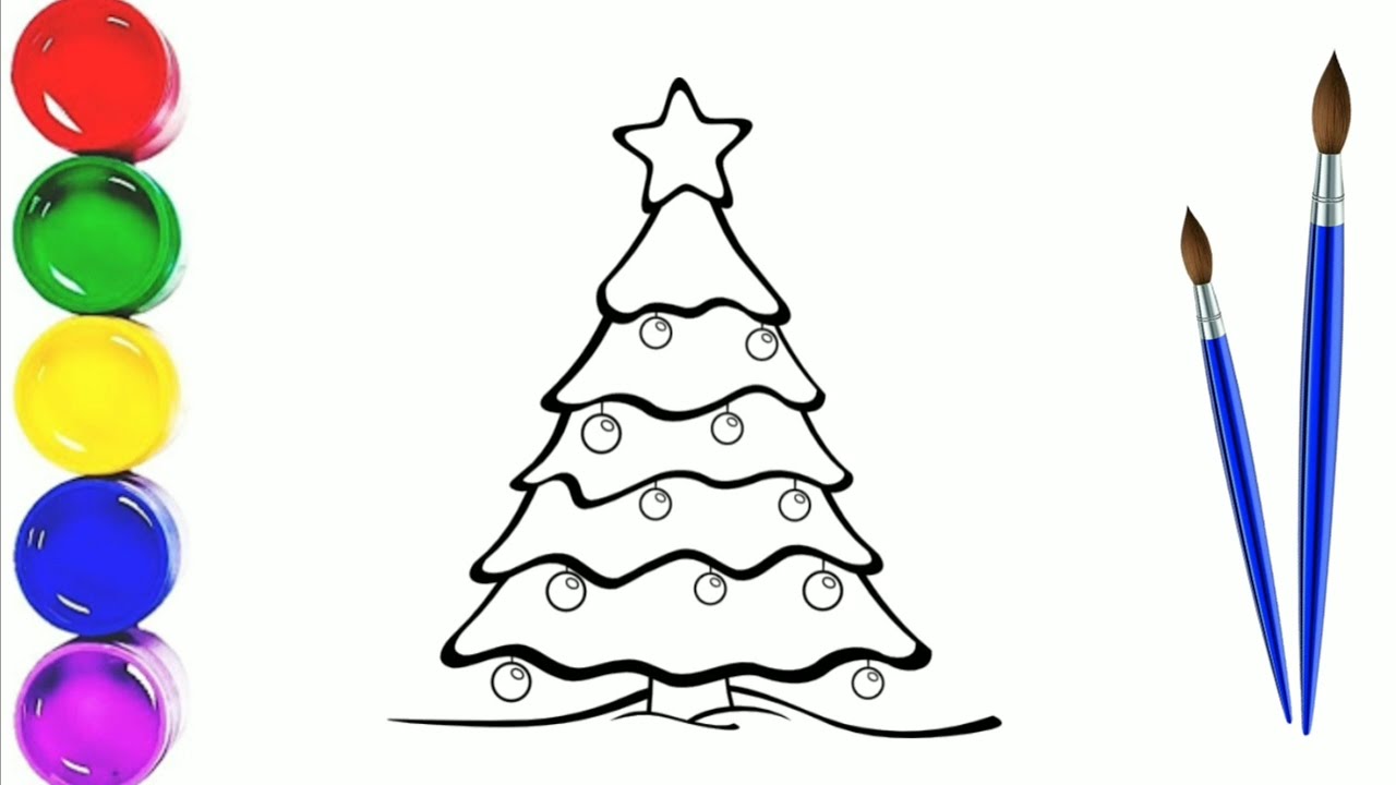 How to Draw a Christmas Tree and Star🎄||Easy and Cute Christmas Tree ...