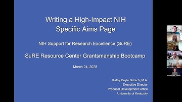 Session 1: Writing a High-Impact NIH Specific Aims Page