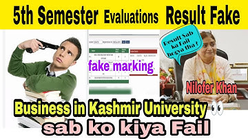 Kashmir University Fake Marking | 5th semester Evaluation Result Fake | Students ka career destroy 😭