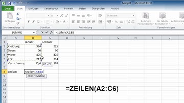 100 Excel 2010 Funktionen - Die Funktionen ZEILEN und SPALTEN