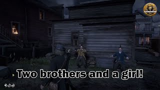 RDR2 #77! Chơi trò bắn chai trên đầu hai anh em dại gái! Two brothers and a girl!Red dead redemption screenshot 1