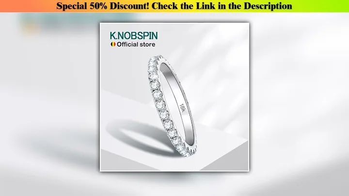 First Look KNOBSPIN 2mm D Color Moissanite Ring 925 Sterling Sliver Solid 18k White Gold Eternity B
