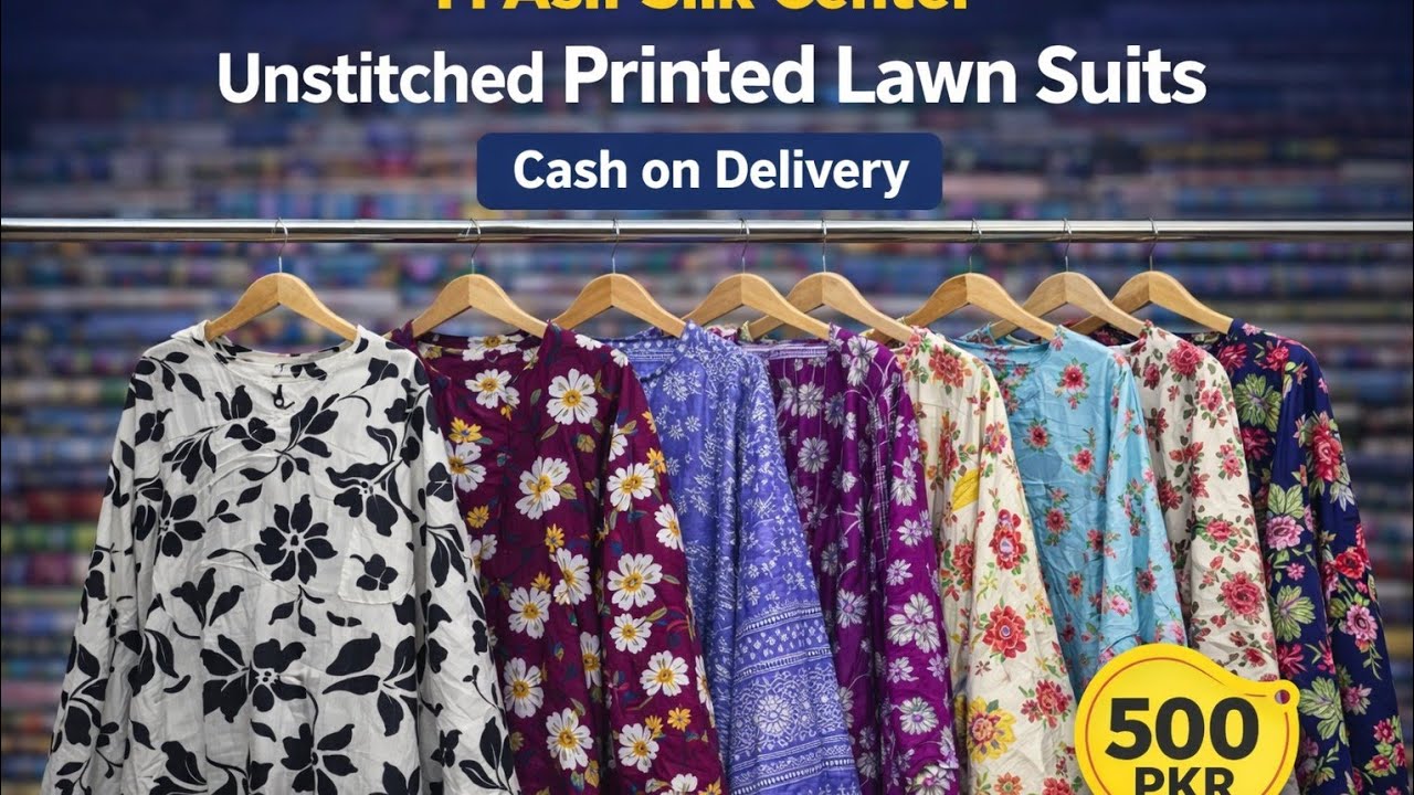 500 PKR Printed Lawn Suit | New Arrival Unstitched Dress | Cash on Delivery | M Asif Silk Center 