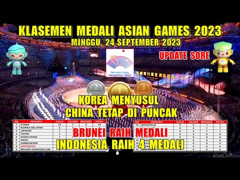 Update Medali Asian Games Minggu 24 September 2023 ~ INDONESIA Raih 4 Medali ~ BRUNEI Raih Medali