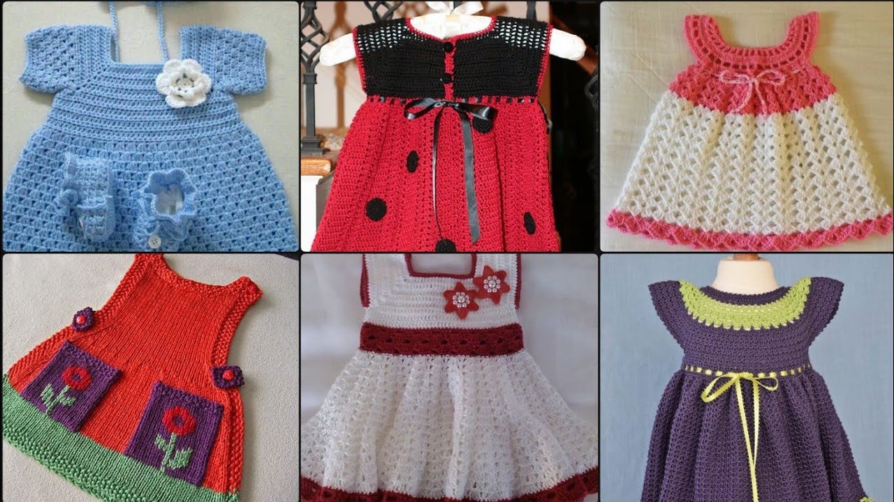 Very beautiful and gorgeous crochet baby girls frocks designs - YouTube