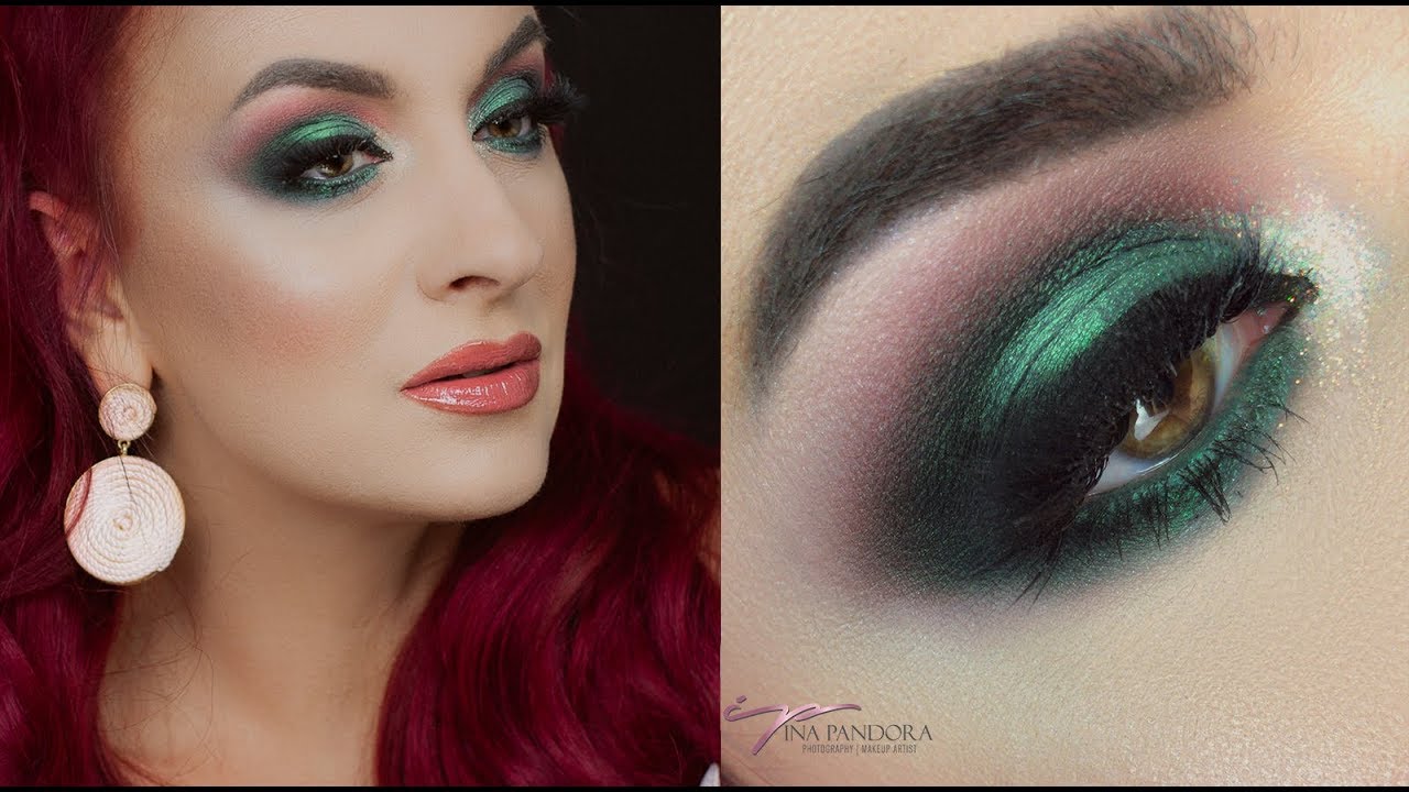 Emerald green smokey eyes full face makeup tutorial