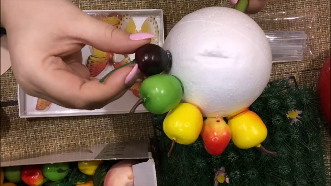 DIY ТОПИАРИЙ ФРУКТОВОЕ ДЕРЕВО. ПОДАРОК НА 8 МАРТА