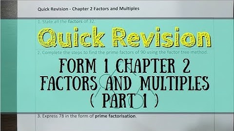 PT3 Mathematics Form 1 Chapter 2 Factors and Multiples (Part 1)