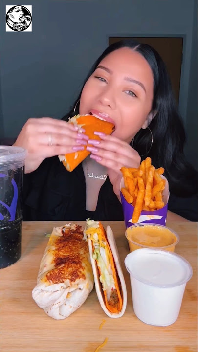 Claudia’s Taco Bell Frenzy: Double Decker Fries grill chesse burrito Attack#shorts#mukbang#trending