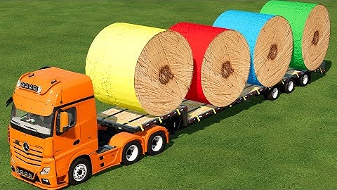 TRANSPORTING OF COLORS ! GIANT WOOD LOADING ON LOW LOADER w JOHN DEERE 7 ! Farming Simulator 22
